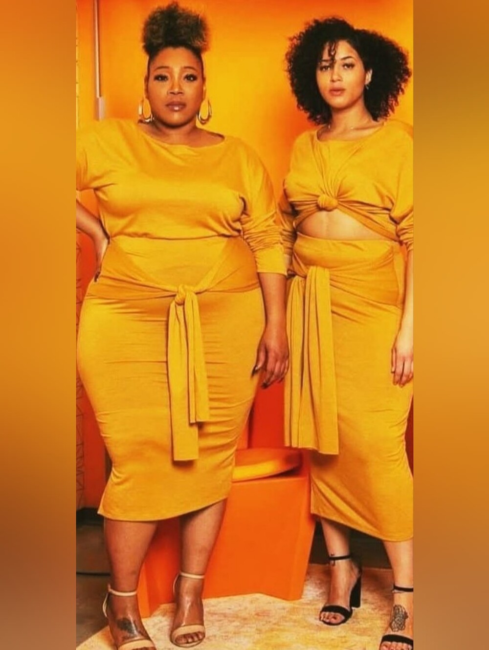 Plus Size Mustard Skirt Set | Tie Waist Midi | Stretch | 2X 3X | Date NiteOutfit